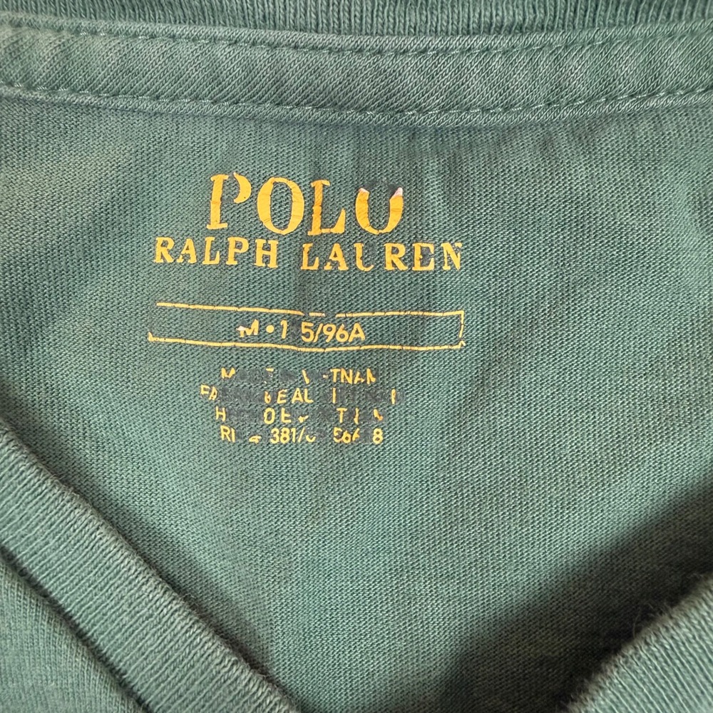 Polo Ralph Lauren V-Neck Shirt M 20x26 Classic Pony Green Short Sleeve Preppy - Picture 3 of 11